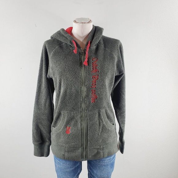 Kavu Women's Olive Green Dutch Bros Coffee Fleece Full Zip Basic Jacket Size M - Picture 1 of 9